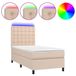 vidaXL Boxspringbed met matras en LED-verlichting, kunstleer, cappuccinokleur, 120x190cm