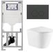 QeramiQ Dely Toiletset - 36.3x51.7cm - diepspoel - rimless - Geberit UP320 inbouwreservoir - met Burda frame - softclose toiletzitting - bedieningsplaat mat antraciet - ronde knoppen - glans wit