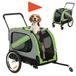 2-in-1 remorque à vélo pour chien - Remorque pliable pour chiens et chats de taille moyenne - Ceinture de sécurité avec drapeau et réflecteurs - Capacité de charge 20 kg - 134 x 62 x 101 cm - Vert