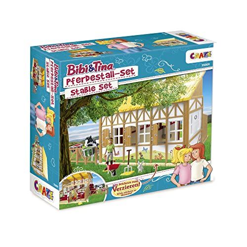 Craze Martinshof Bibi & Tina Speelgoedset met paarden, speelfiguren en paarden, accessoires, rijderplaats, boerderijspeelgoed, vanaf 3 jaar