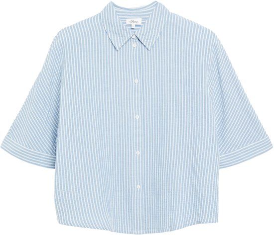 s.Oliver Gestreepte Blouse Korte Mouw Lichtblauw Katoen Vrouwen 46