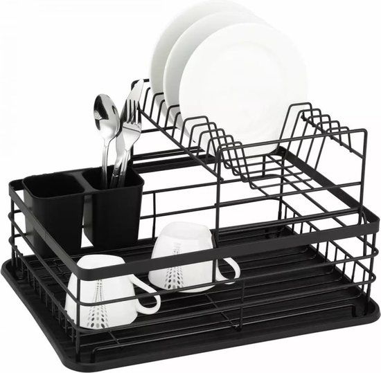 KINGHOFF Luxe Afdruiprek - Zwart - Metaal - 43 x 29 x 27 cm