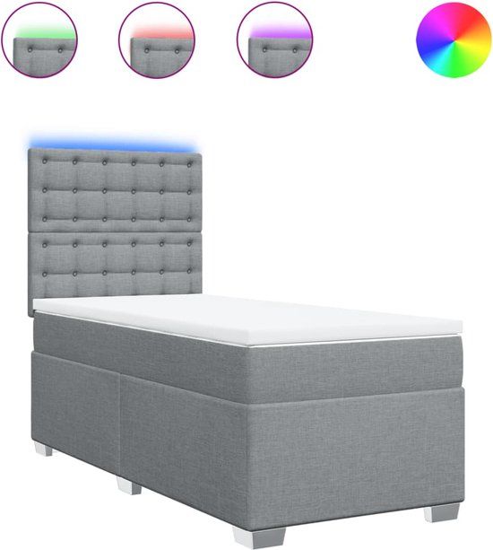 vidaXL Boxspring met matras - Stof - Lichtgrijs - 90x190 cm