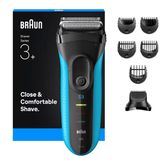 Braun Series 3+ Elektrisch Scheerapparaat - Baardtrimmer-opzetstuk - Nat & Droog - 3010BT - Blauw