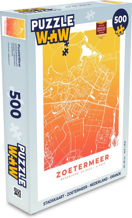 MuchoWow Puzzel Stadskaart - Zoetermeer - Nederland - Oranje - Legpuzzel - Puzzel 500 stukjes - Plattegrond