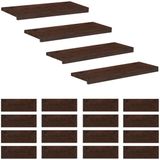 vidaXL Tapis d'escalier 20 pièces 80 x 30 x 2 cm Brun foncé Hêtre massif