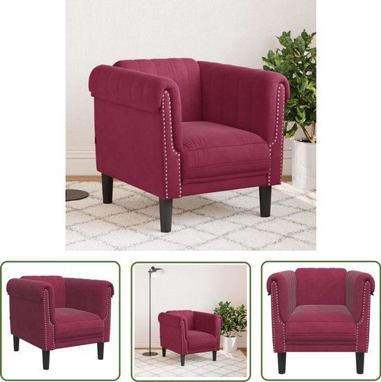 vidaXL Fauteuil fluweel wijnrood
