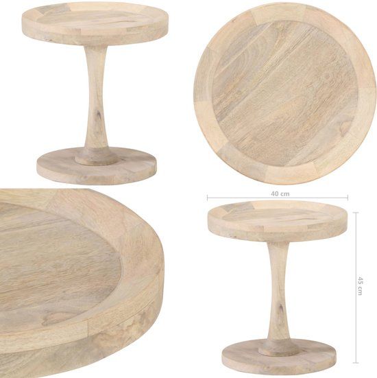 vidaXL Bijzettafel Ø40x45 cm massief mangohout