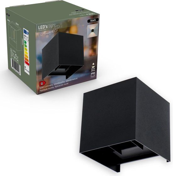 LED's Light Kubus LED Wandlamp Buiten - Zwart - IP65 - Warm Wit Licht