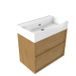 Saniclass Holz Frame Badkamermeubelset - 80x45x72cm - Legend keramische wastafel wit - 1 wasbak - zonder kraangat - 2 lades - mat eiken natural (hout)
