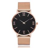 LGT JWLS Lookinggoodtoday Elegant dameshorloge met zwarte wijzerplaat en roségoudkleurige mesh band