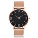 LGT JWLS Lookinggoodtoday Elegant dameshorloge met zwarte wijzerplaat en roségoudkleurige mesh band
