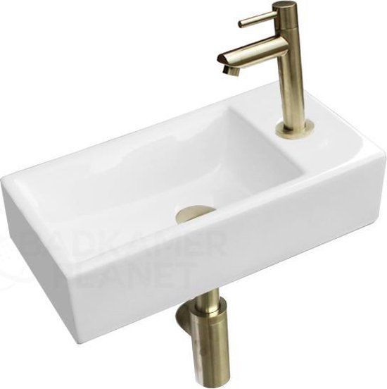 Sani Royal Keramische Fonteinset Paso - 40x20x10,5 cm - Goud - Incl. Kraan, Afvoer en Sifon