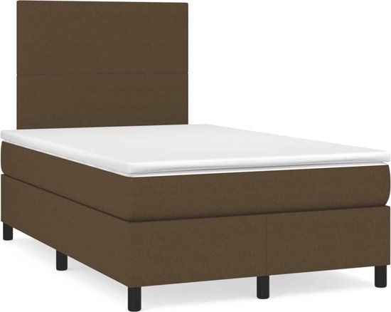 vidaXL Boxspring met matras stof donkerbruin 120x190 cm