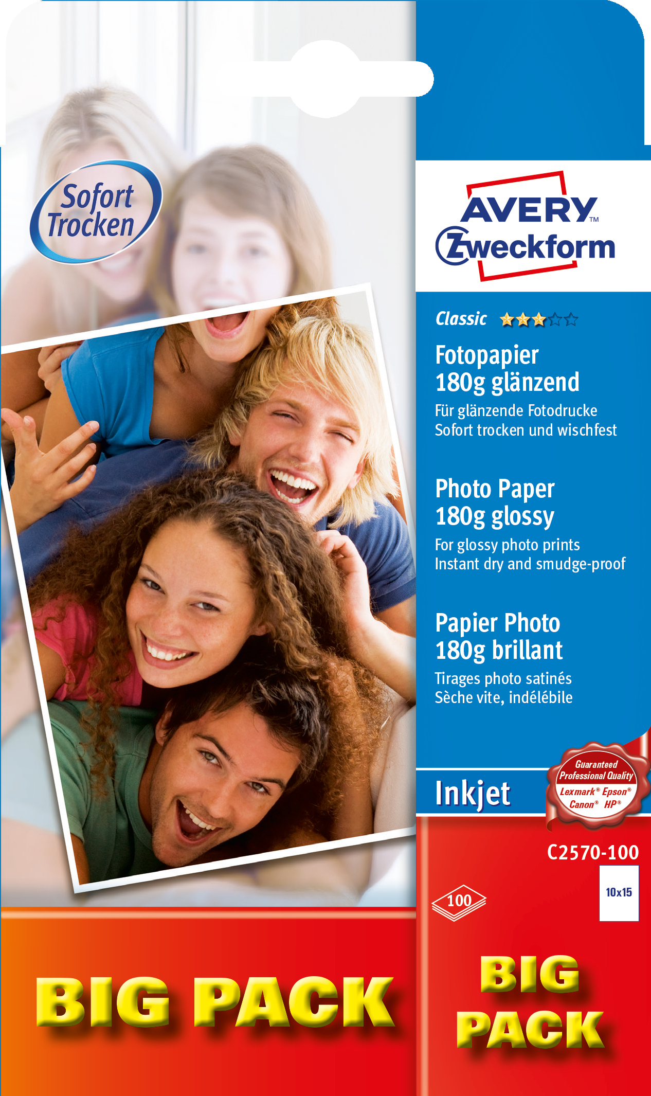 Avery Classic Inkjet Fotopapier - 10x15cm - 180g - Wit