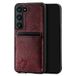 SURAZO Premium echt lederen achterkant voor Samsung Galaxy S23, stootvast lederen telefoonhoes cover met kaartenvak, sleutelhanger] bloemen slanke bumper beschermhoes (ornament bordeaux)
