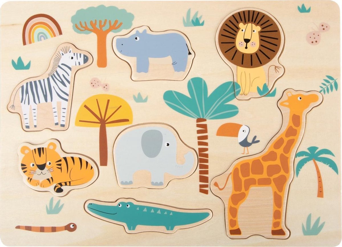 Small Foot Safari dieren - Houten puzzel