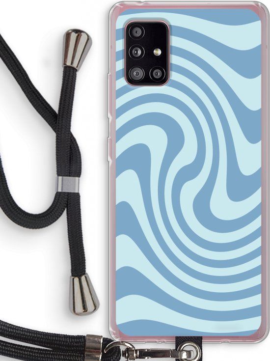 Case Company® - Samsung Galaxy A51 5G Case with Cord - Swirl Blue - Black Cord - Back Cover - TPU