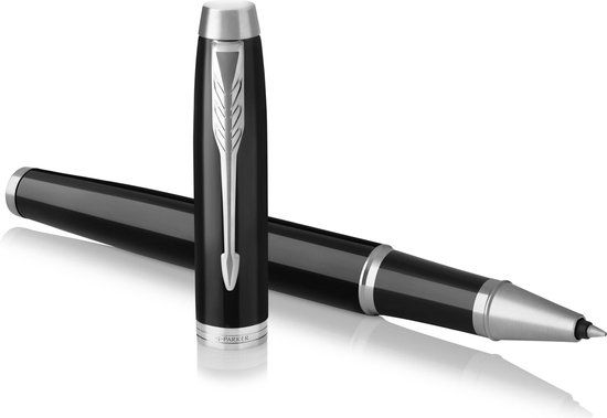 Parker IM Rollerball Pen - Black Lacquer with Chrome Trim - Fine Point - Black Ink - Gift Box