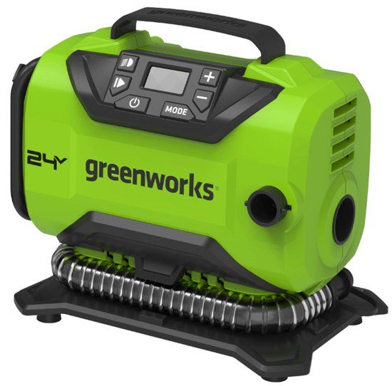 Greenworks 24V Accu Mini Compressor G24IN - Bandenpomp - 11 bar - Groen