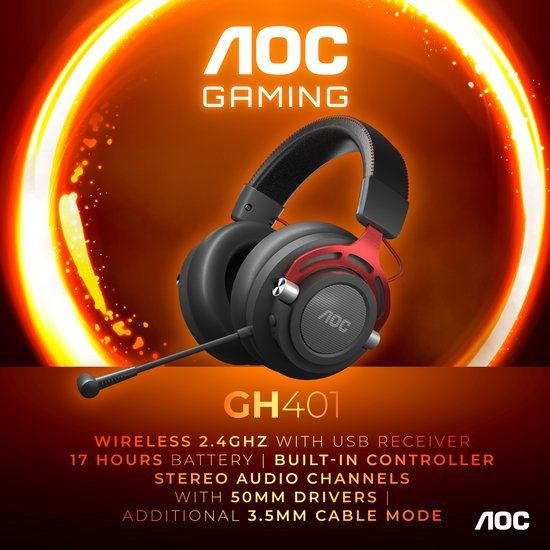 AOC GH401 Gamingheadset Zwart