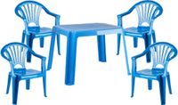 Plastic Forte Kunststof kindertuinset tafel met 4 stoelen blauw