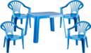 Plastic Forte Kunststof kindertuinset tafel met 4 stoelen blauw