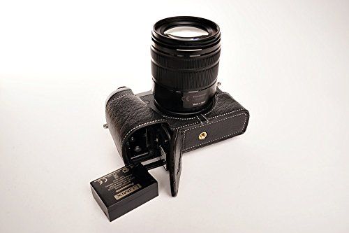 TP Original Handgemaakte lederen halve camera tas voor Panasonic GX8 - Zwart - Bottom opening versie