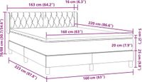 vidaXL Boxspringbed met matras, fluweel, lichtgrijs, 160x220 cm