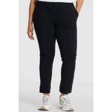 Plus Basics slim fit broek van travelstof donkerblauw
