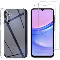 Phonillico® Case for Samsung Galaxy A15 4G / A15 5G and 2 Tempered Glass Screen Protectors