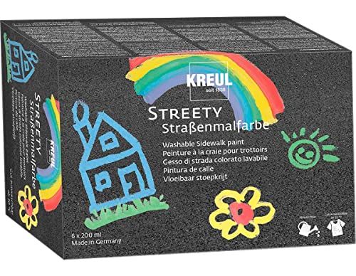Kreul 43110 - Streety Set Krijtverf voor Bestrating - 6 x 200 ml - Vegan - Afwasbaar