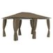 VidaXL Tuinpaviljoen met gordijnen 180 g/m² 4x3 m taupe