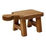 Creative Co-op Houten sokkel met handvat, naturel, vierkant