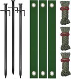 Set de 9 piquets d'arbre et accessoires pour la fixation de plantes et de tentes avec résistance au vent