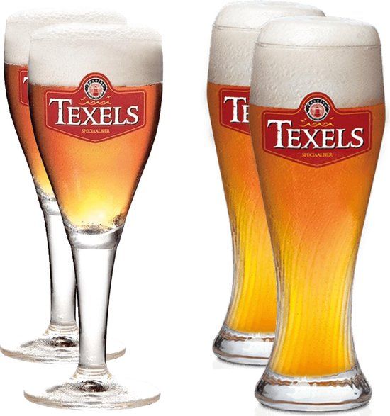 Texels Bierglazen Cadeau - 4 Stuks - 0.3L - Transparant
