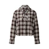 s.Oliver geruite blouse - bruin/ecru