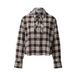s.Oliver geruite blouse - bruin/ecru