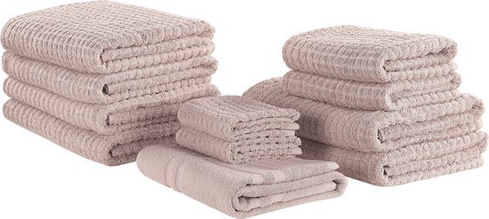 Beliani ATAI - Handdoek set van 11 - roze - katoen