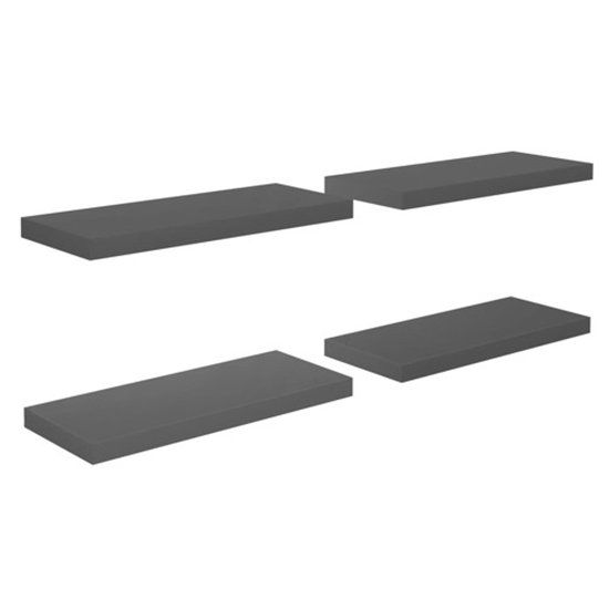 vidaXL Wandschappen zwevend 4 st 60x23,5x3,8 cm MDF hoogglans grijs