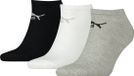 Puma - Unisexe - Taille 43-46 - Lot de 3 chaussettes quart - Coton/Polyester/Élasthanne - Blanc/Noir/Gris