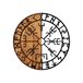 Elegant decoratief houten wandaccessoire, diameter 56 cm, 50% hout (3 cm) en 50% metaal (1,5 mm), zwarte & walnoot afwerking, unieke kleurvariaties