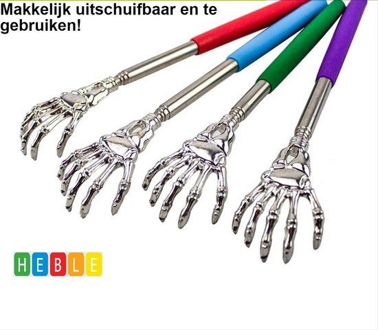 2x Uitschuifbare Ruggenkrabber - De Terminator Blauw - RVS - 59 cm