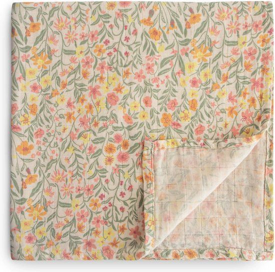 Mushie Hydrofiele Doek XL Swaddle Pastel Blooms