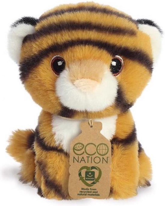 Aurora Eco Nation Tijger Knuffel - 12,5 cm - Pluche - Roodbruin/Zwart - 1+ jaar