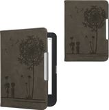 kwmobile ereader hoesje van kunstleer - geschikt voor Kobo Clara BW / Colour - Met magneetsluiting - In grijs Paardenbloemen Liefde design