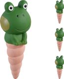 Merkloos Relaxdays waterdruppelaar keramiek - set van 4 - 100 ml - kikker - kamerplanten - terracotta-groen