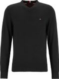 Tommy Hilfiger V-hals trui katoen met kasjmier - Pima Organic Cotton Cashmere - zwart (Black) - Maat: S