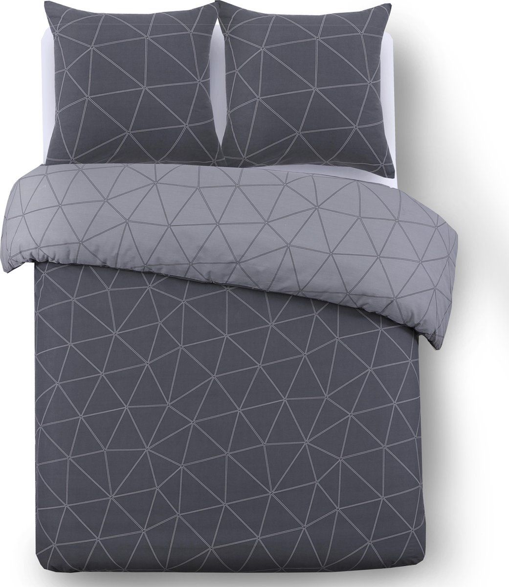 Vision Home VISION Hugo donkergrijs - omkeerbaar dekbedovertrek 140x200cm - éénpersoons