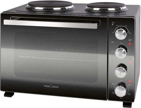 ProfiCook PC-KK 1302 4-in-1 Mini Oven met Kookplaten en Draaispit - 32L - Zwart